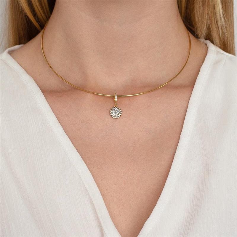 GARGANTILHA ARO FOLHEADA PONTO DE LUZ CRAVEJADO