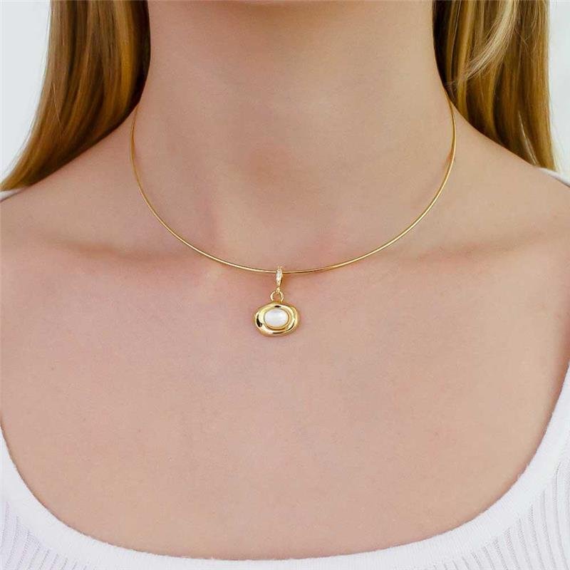 GARGANTILHA ARO FOLHEADA MADREPÉROLA