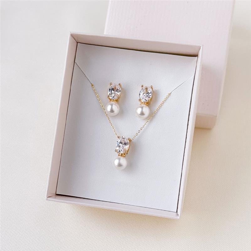  CONJUNTO FOLHEADO PÉROLA COM PONTO DE LUZ - 45 CM 