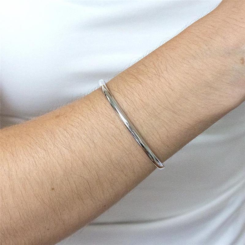 BRACELETE FOLHEADO RÓDIO BRANCO LISO