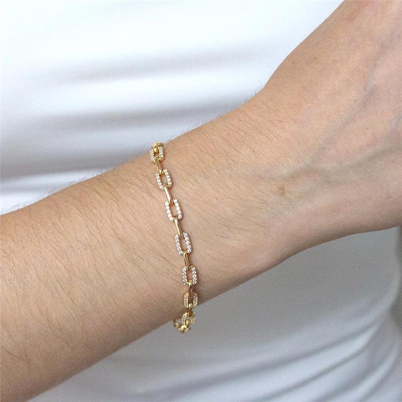 PULSEIRA FOLHEADA ELOS ZIRCÔNIA