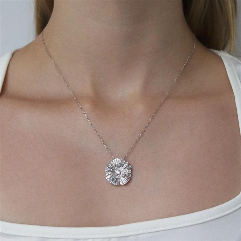 GARGANTILHA FOLHEADA RÓDIO BRANCO ZIRCÔNIA