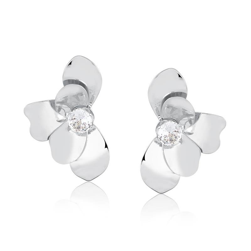 BRINCO FOLHEADO EM RÓDIO FLOR COM PONTO DE LUZ - GLOW UP 