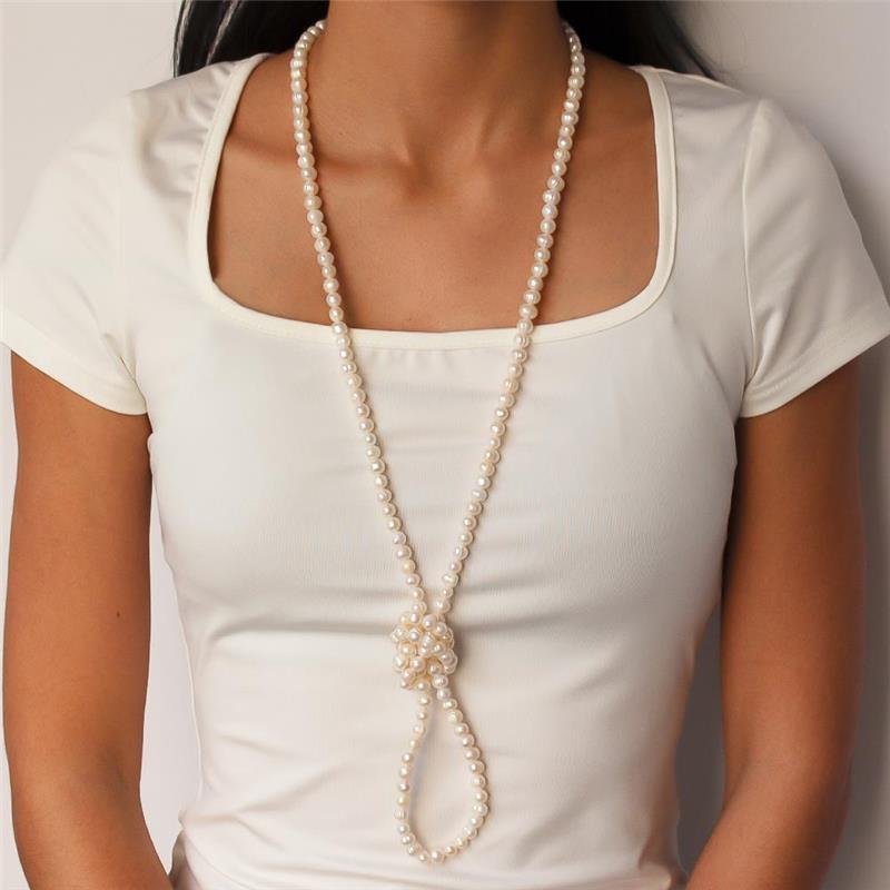 GARGANTILHA FOLHEADA PÉROLA BARROCA LONGO