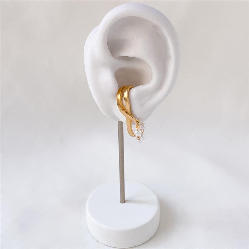 PIERCING FAKE FOLHEADO COM PÉROLA 