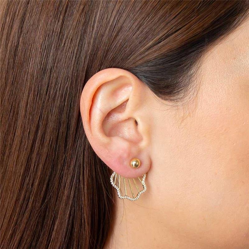 BRINCO FOLHEADO CONCHA BORDA CRAVEJADA