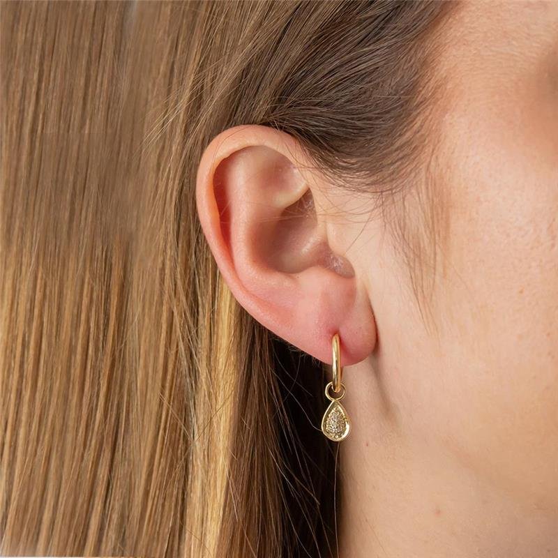 ARGOLA FOLHEADA GOTA CRAVEJADA