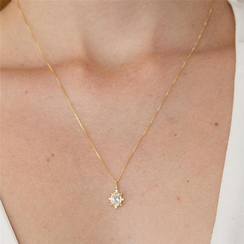 GARGANTILHA FOLHEADA PINGENTE PONTO DE LUZ