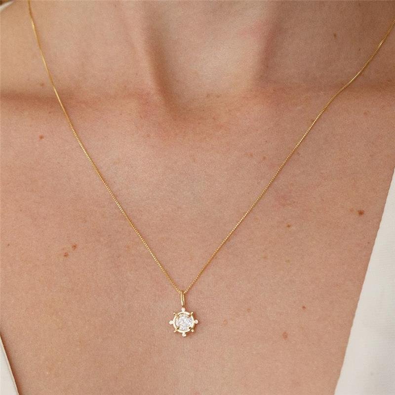 GARGANTILHA FOLHEADA PINGENTE PONTO DE LUZ