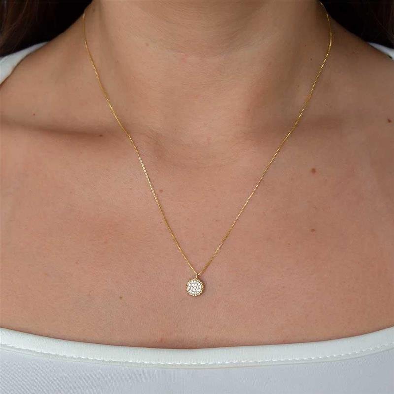 GARGANTILHA FOLHEADA PINGENTE CRAVEJADO