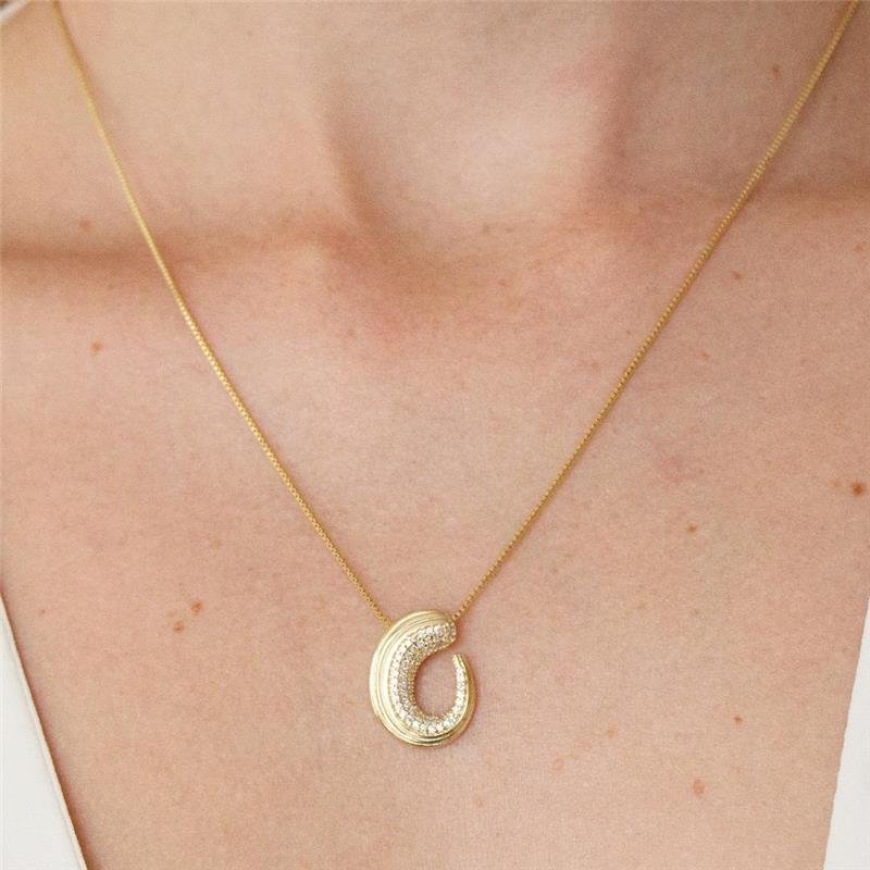 GARGANTILHA FOLHEADA PINGENTE CRAVEJADO