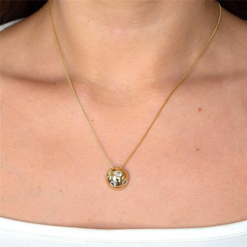 GARGANTILHA FOLHEADA PINGENTE PONTOS DE LUZ