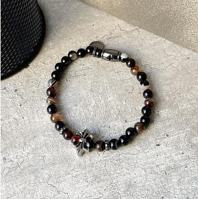 PULSEIRA PEDRA NATURAL OLHO DE TIGRE BRASÃO DE LIS - ADO PULITA