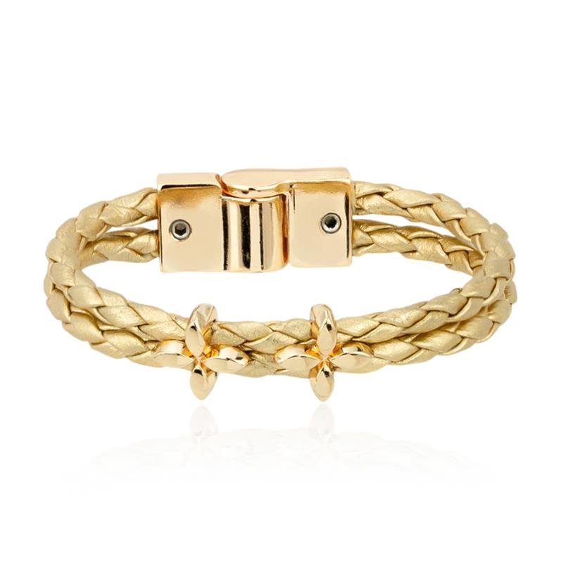 PULSEIRA FOLHEADA COURO P 17 CM DOURADO - SEM GARANTIA