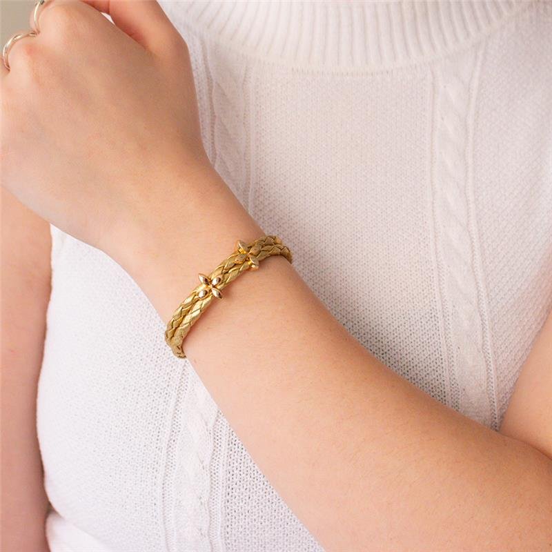 PULSEIRA FOLHEADA COURO P 17 CM DOURADO - SEM GARANTIA