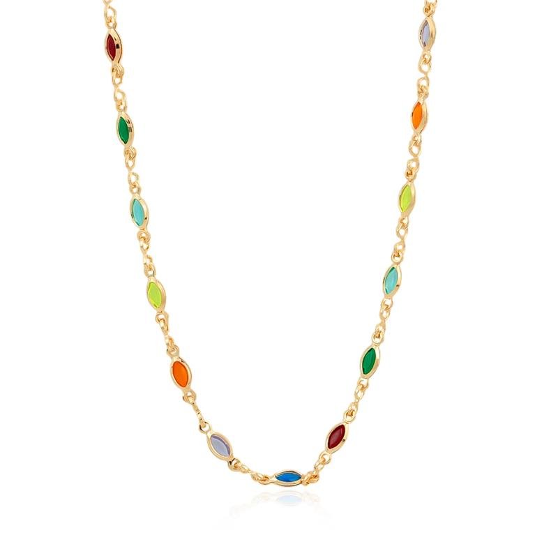 GARGANTILHA CHOKER FOLHEADA COLORIDA 