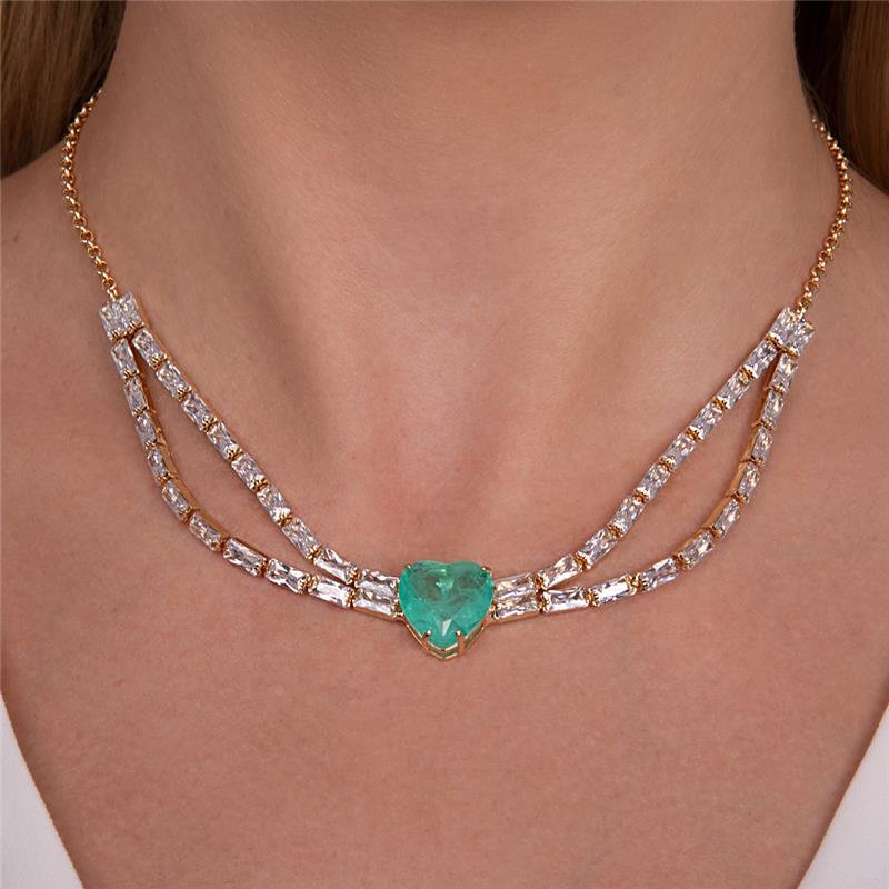 GARGANTILHA FOLHEADA CORAÇÃO PEDRA FUSION