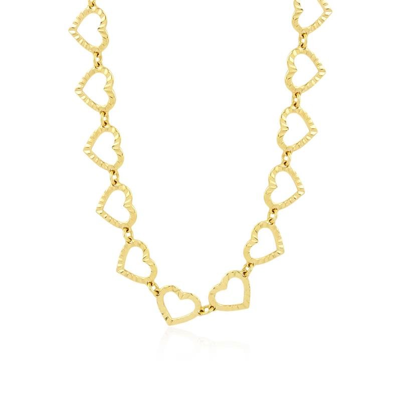GARGANTILHA CHOKER FOLHEADA CORAÇÃO VAZADO - 30 CM 