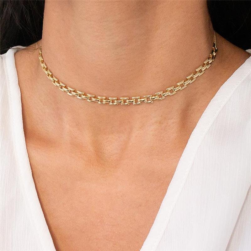 GARGANTILHA CHOKER FOLHEADA ELO URBANO - 30 CM