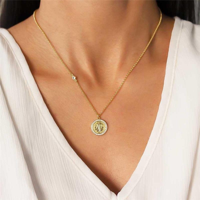 GARGANTILHA FOLHEADA SÃO BENTO COM PONTO DE LUZ