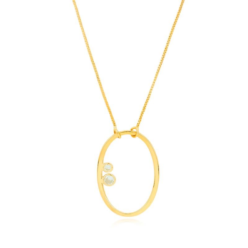 GARGANTILHA FOLHEADO OVAL PONTO DE LUZ E 45 CM