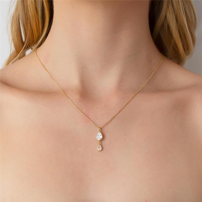 GARGANTILHA FOLHEADA PONTO DE LUZ GOTA E 45 CM