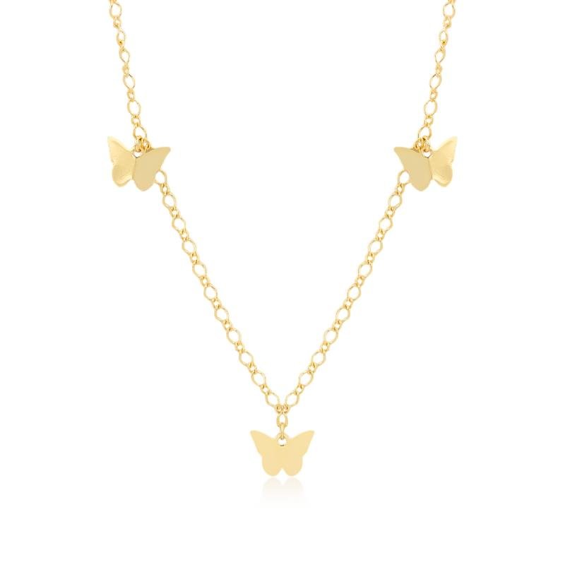 GARGANTILHA CHOKER FOLHEADA BORBOLETA E 30 CM 