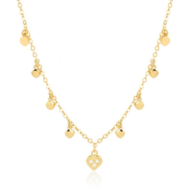 GARGANTILHA CHOKER FOLHEADA CORAÇÃO E 30 CM 