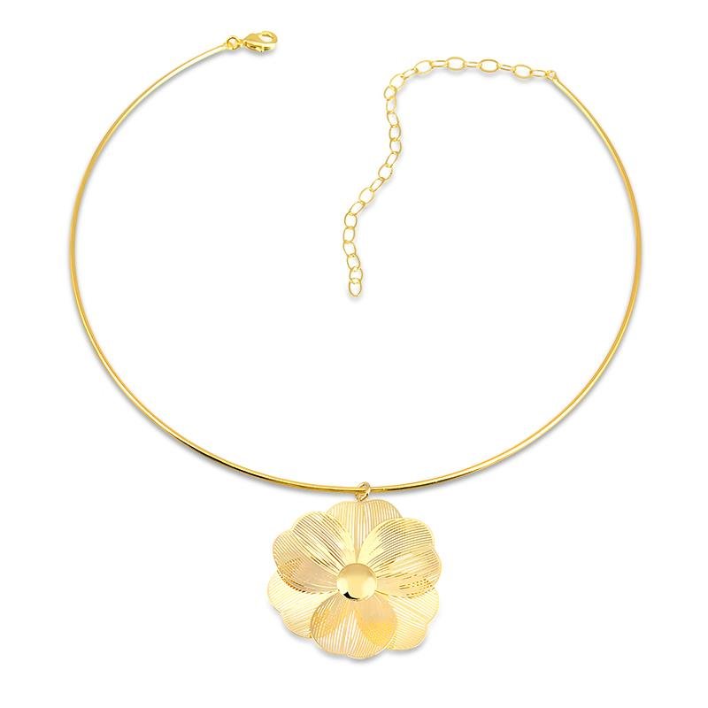 GARGANTILHA ARO FOLHEADA FLOR LISA - FLORES 