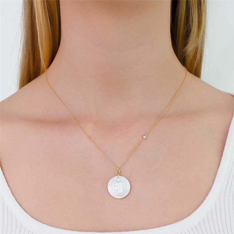 GARGANTILHA FOLHEADA MADREPÉROLA SÃO BENTO - 45CM