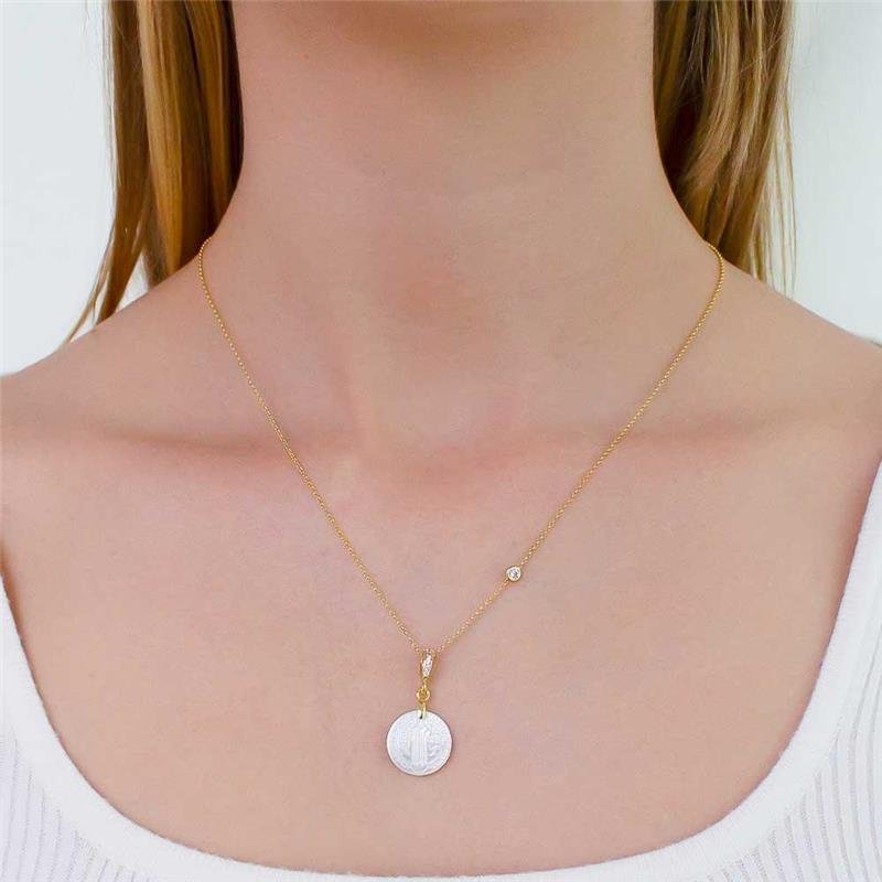 GARGANTILHA FOLHEADA MADREPÉROLA SANTO ANTÔNIO - 45CM