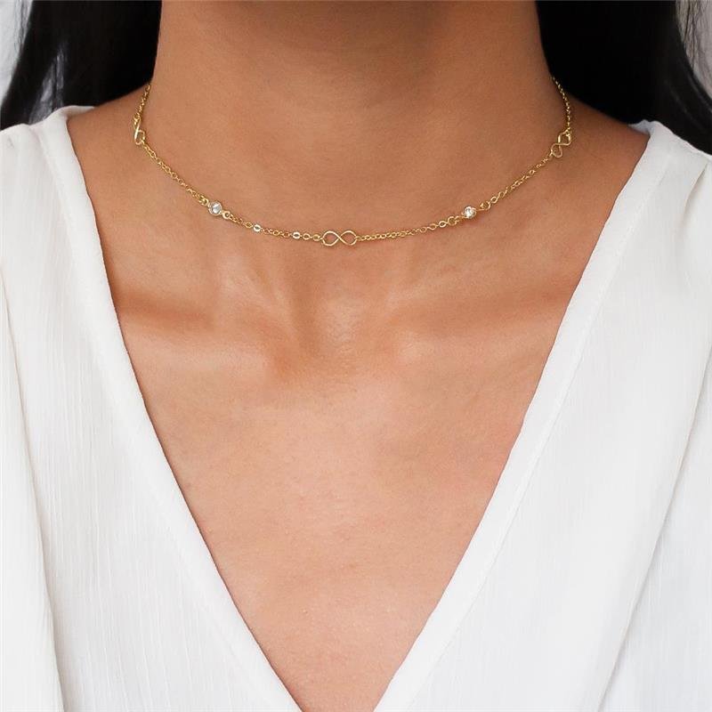 GARGANTILHA CHOKER FOLHEADA PONTO DE LUZ - 30 CM