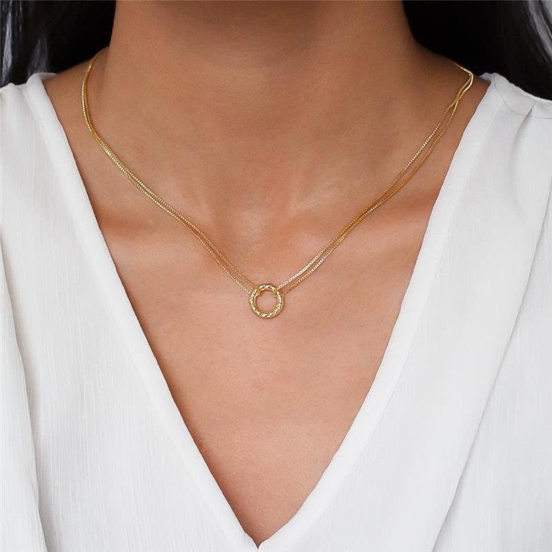 GARGANTILHA FOLHEADA CÍRCULO TRABALHADO - 40CM