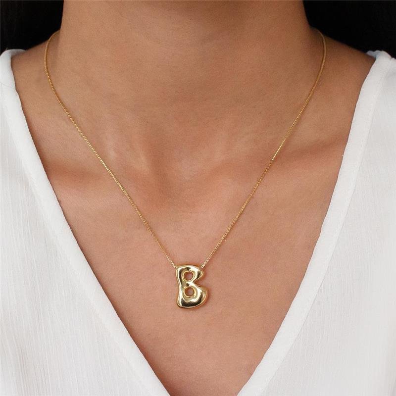 GARGANTILHA FOLHEADA LETRA B - 45CM