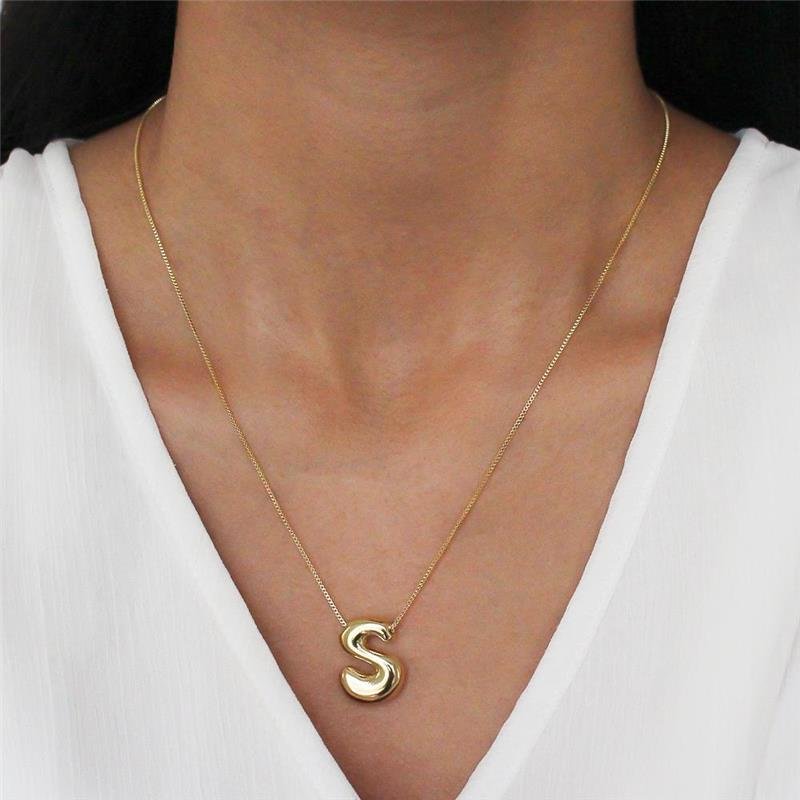 GARGANTILHA FOLHEADA LETRA S - 45CM