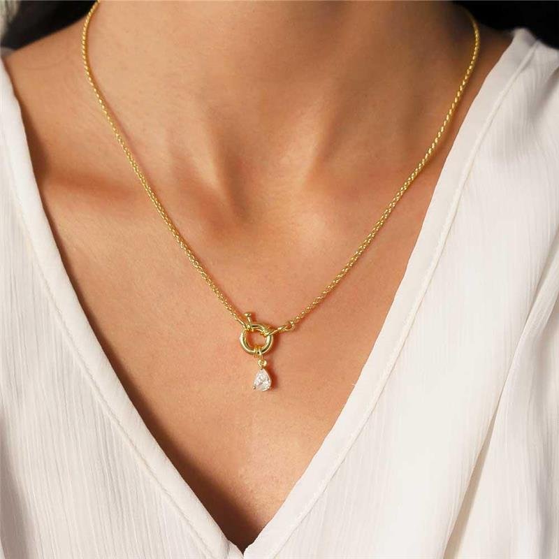 GARGANTILHA FOLHEADA PONTO DE LUZ GOTA - 45CM