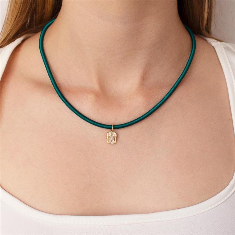 GARGANTILHA FOLHEADA CORDÃO CRAVEJADA - 40 CM