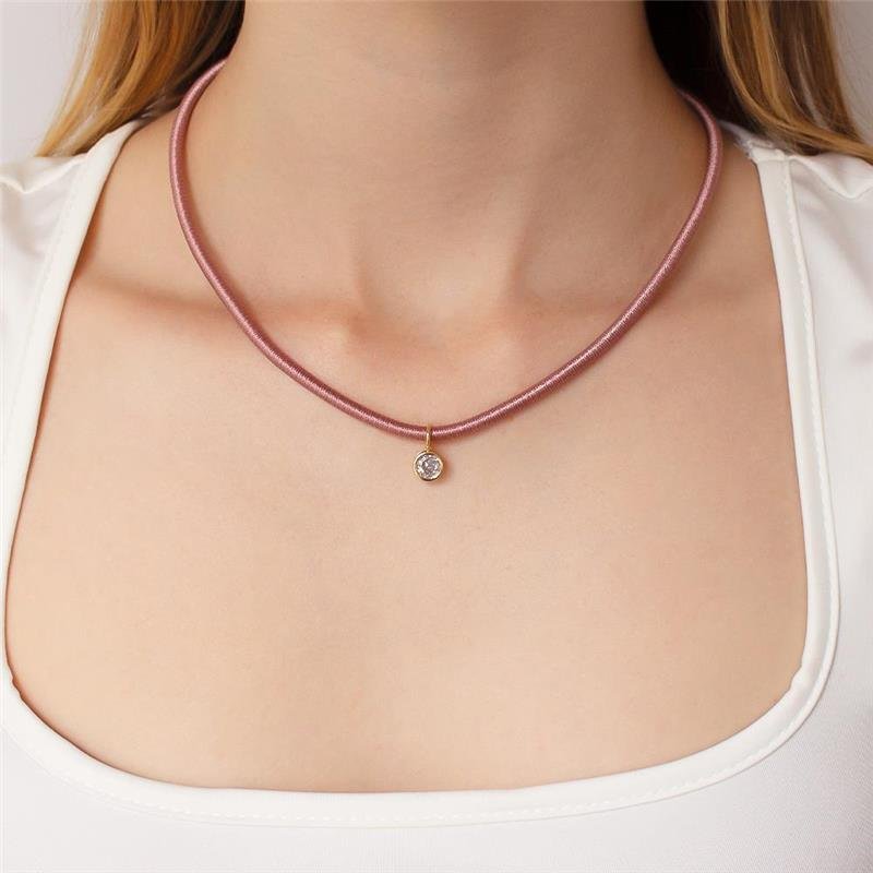 GARGANTILHA FOLHEADA CORDÃO ROXO PONTO DE LUZ - 40 CM