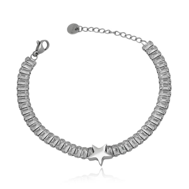 PULSEIRA EM AÇO ESTRELA PONTO DE LUZ E 18 CM