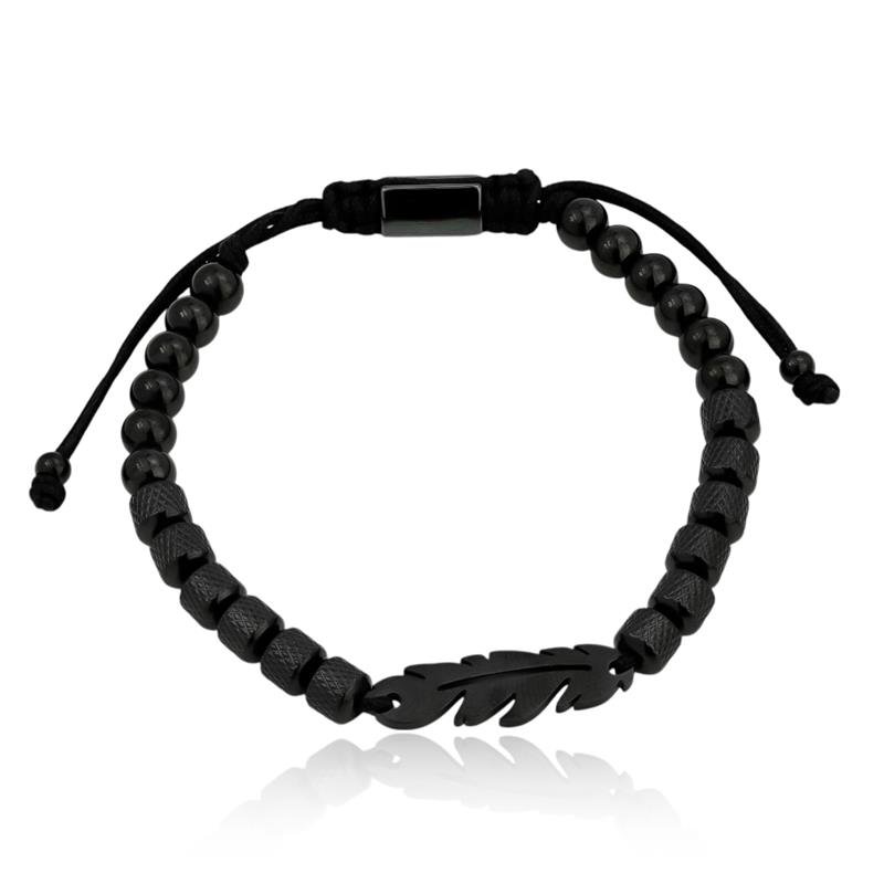 PULSEIRA EM AÇO FOLHA BOLINHA PRETA COM REGULAGEM 