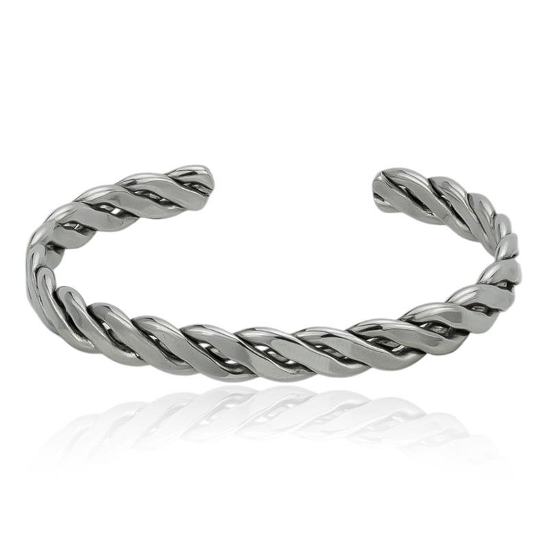 BRACELETE EM AÇO TRANÇADO LISO 