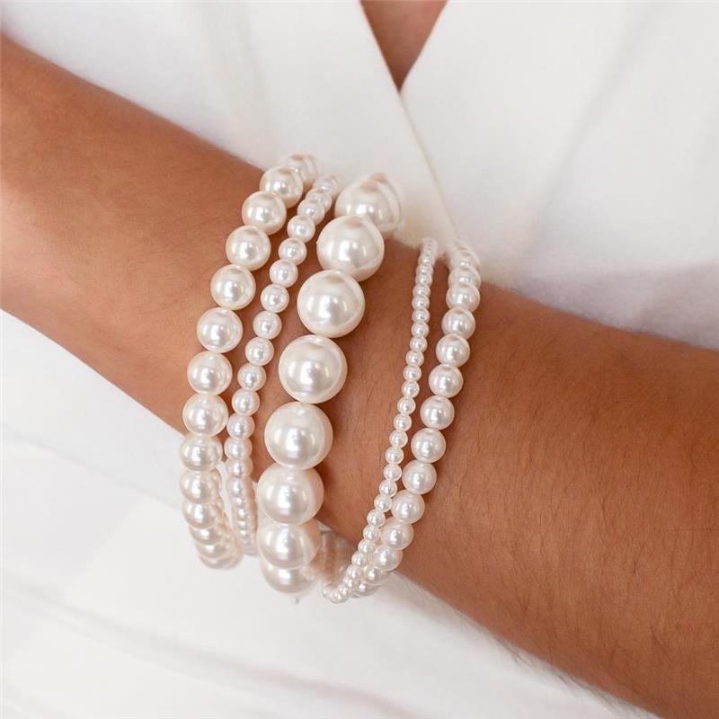 PULSEIRA FOLHEADA RÓDIO BRANCO CRAVEJADO PÉROLA SHELL