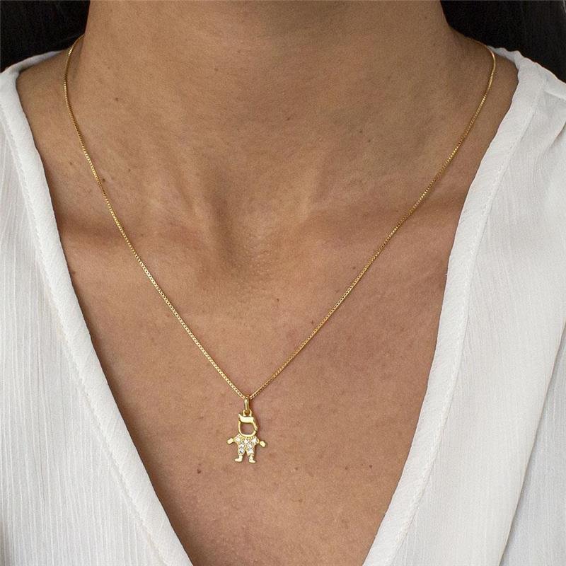 GARGANTILHA FOLHEADA MENINO COM ZIRCÔNIA