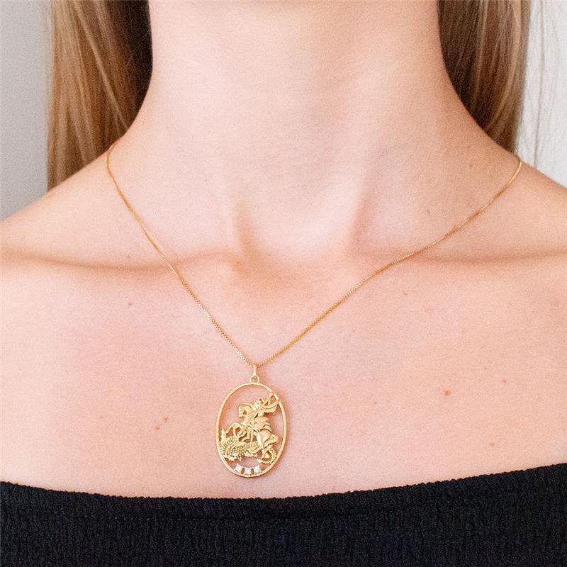 PINGENTE FOLHEADO SÃO JORGE PONTO DE LUZ