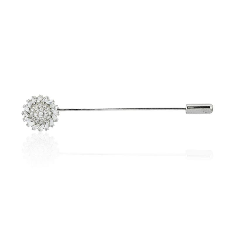 BROCHE FOLHEADO EM RÓDIO GIRASSOL CRAVEJADO