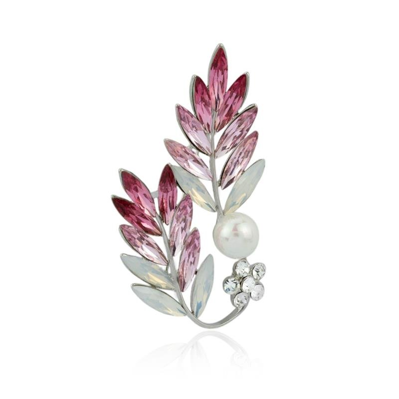 BROCHE FOLHEADO EM RÓDIO FLOR COM PÉROLA 
