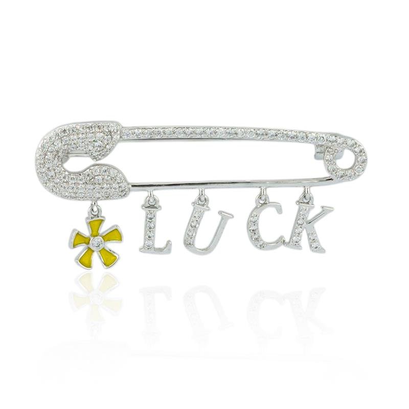 BROCHE FOLHEADO EM RÓDIO LUCK
