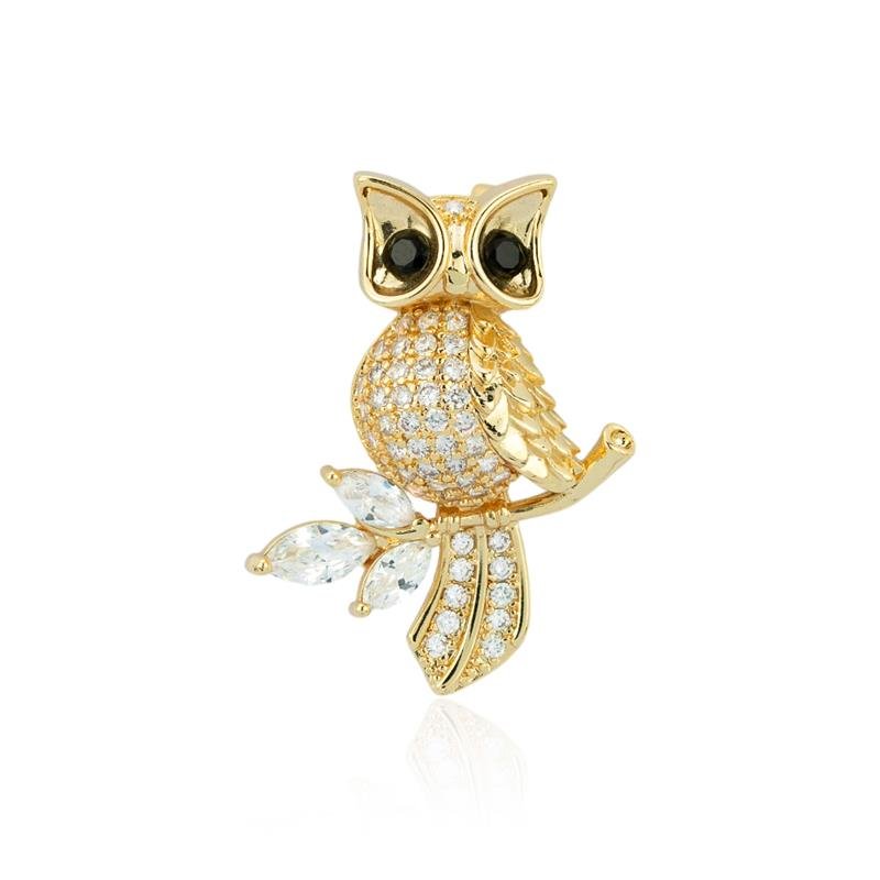 BROCHE FOLHEADO CORUJA CRAVEJADA 