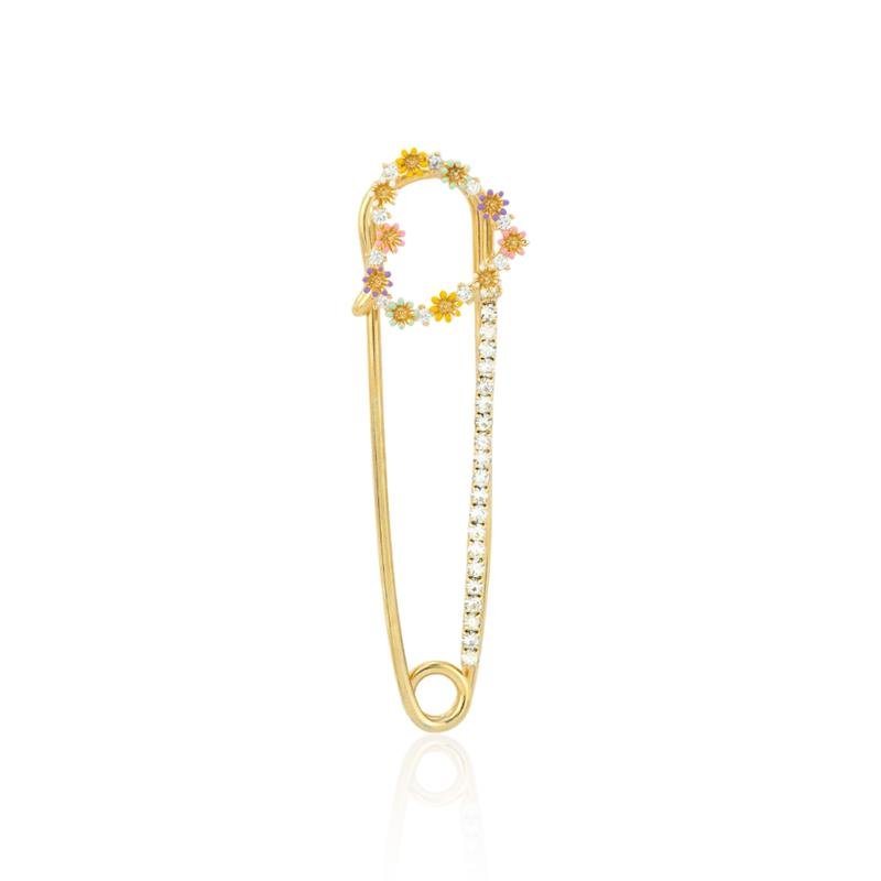 BROCHE FOLHEADO CORAÇÃO COM FLORZINHAS 