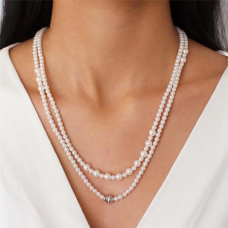 GARGANTILHA FOLHEADA RÓDIO BRANCO PÉROLA SHELL